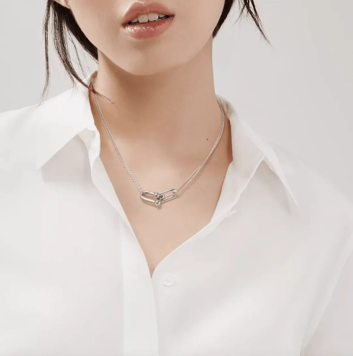 Tiffany&Co 18K gold plated Jewelry For Women Large Double Link Pendant in with Zircon Diamonds Necklace in yellow rose silver ✨ - buyonlinebehappy