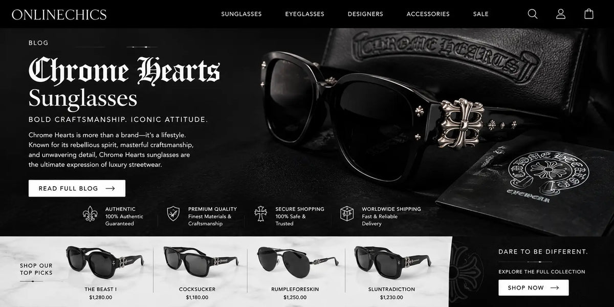Chrome Hearts Sunglasses at OnlineChics: Bold Luxury Eyewear for Men & Women