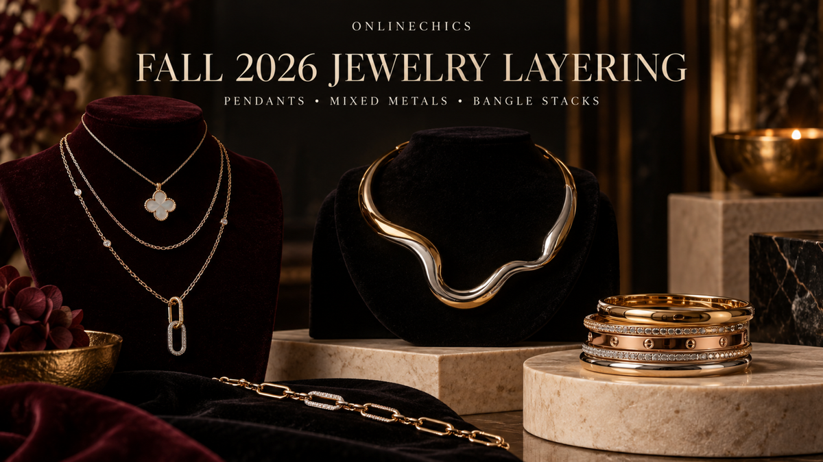 Fall 2026 Jewelry Layering: Clover Pendants, Sculptural Necklaces and Bangle Stacks