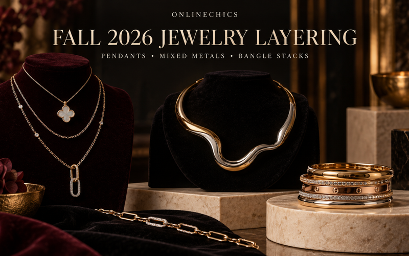 Fall 2026 Jewelry Layering: Clover Pendants, Sculptural Necklaces and Bangle Stacks