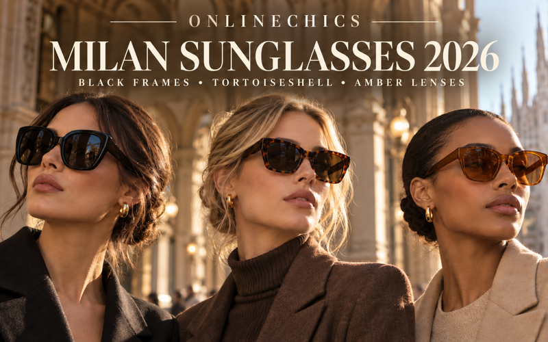 Milan Fashion Week Sunglasses 2026: Oversized Black Frames, Tortoiseshell Classics and Amber Lenses