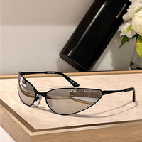 BALENCIAGA RAZOR CAT EYE BB0315 XL Black-Silver Sunglasses🏳️