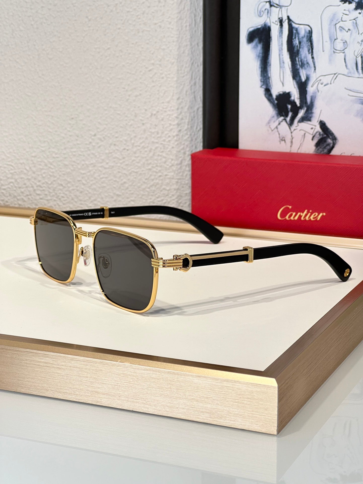 -  Cartier CT 0363S-NV Horn (Gold/Black) / Wood (Gold/Red)  $3495 ✨ - buyonlinebehappy