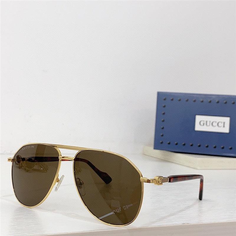 GUCCI GG1220S Gold-Gold-Brown Unisex Clear Sunglasses ✨ - buyonlinebehappy