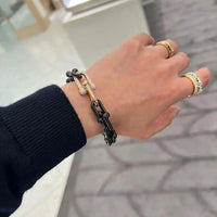 Tiffany&Co 18K Gold Plated Large Link Bracelet in Titanium with Zircon✨