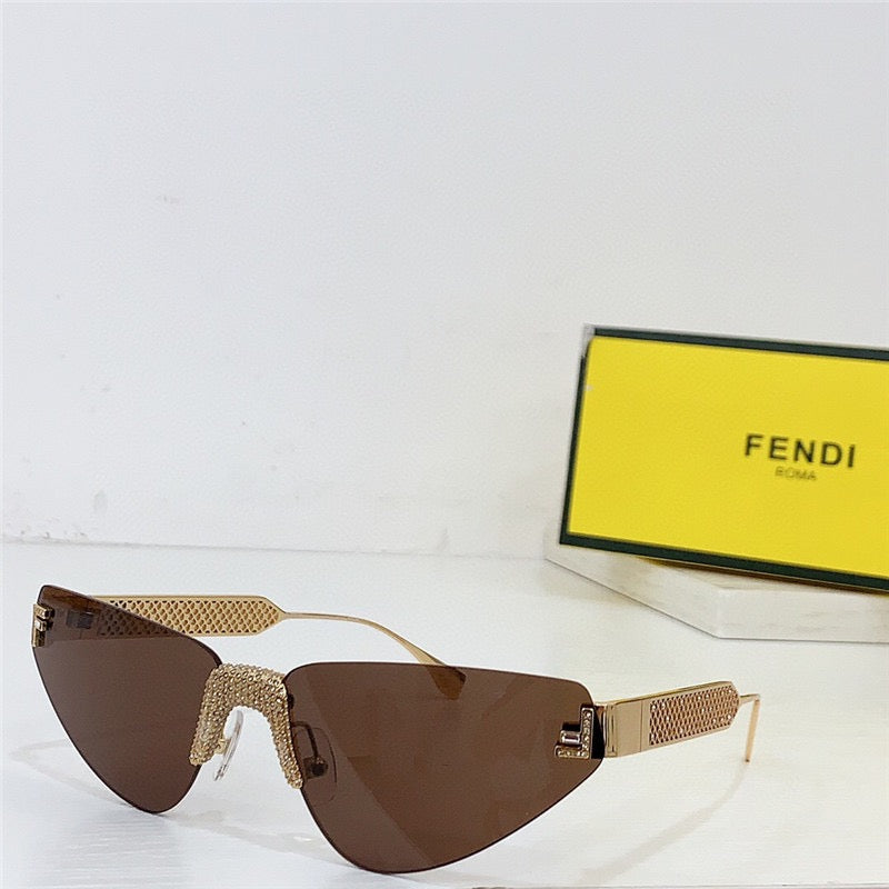 2024 FENDI First Crystal Gold metal Sunglasses shape Women's✨ - buyonlinebehappy