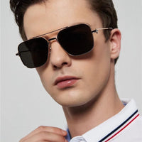 Cartier Square Sunglasses Gold Grey Metal CT 383👑