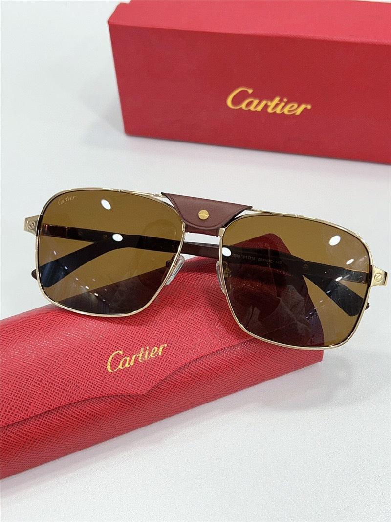 CARTIER SANTOS CT0389S Horn Men's SUNGLASSES 👑 - buyonlinebehappy