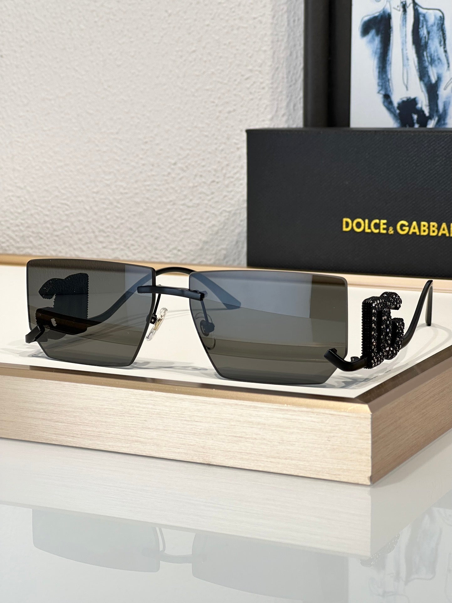 Dolce&Gabbana 2304B Crystal DG Metal Rectangle Women's Sunglasses ✨$4300 - buyonlinebehappy