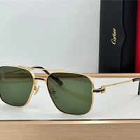 Cartier Square Sunglasses Gold Grey Metal CT 383👑