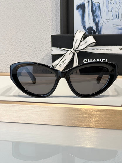 CHANEL 5513 Cat Eye Sunglasses Acetate & Tweed Black & Gold frame 5 Colors ✨ - buyonlinebehappy