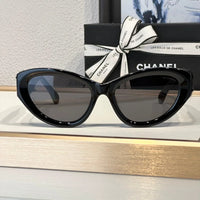 '-  CHANEL 5513 Cat Eye Sunglasses Acetate & Tweed Black & Gold frame 5 Colors ✨