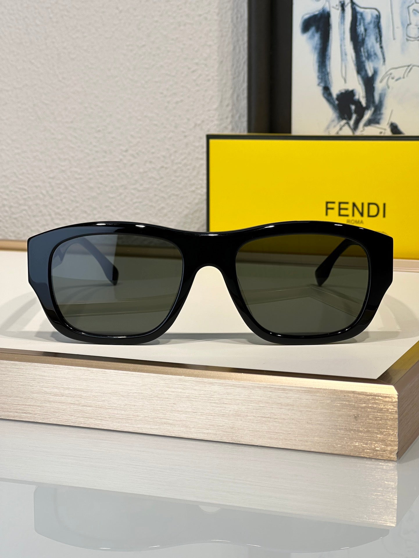 FENDI Men's FF Logo Rectangle Sunglasses✨ - buyonlinebehappy