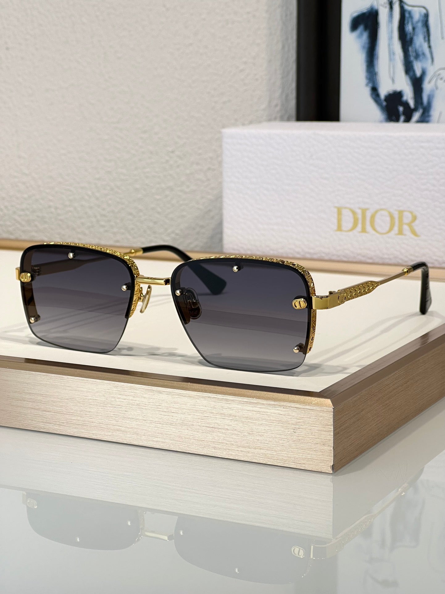 DIOR HOMME NeoDior S4U Mirrored Rectangular Sunglasses✨ - buyonlinebehappy