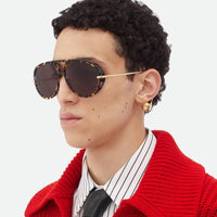 BOTTEGA VENETA  BV1273S 003 Unisex DROP AVIATOR Sunglasses✨