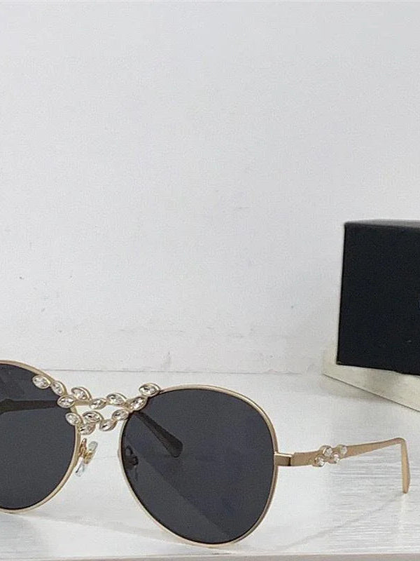 2024 CHANEL Pilot Metal & Strass Sunglasses 9566B 🖤