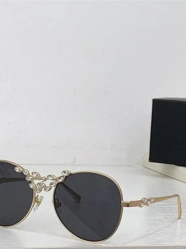 2024 CHANEL Pilot Metal & Strass Sunglasses 9566B 🖤
