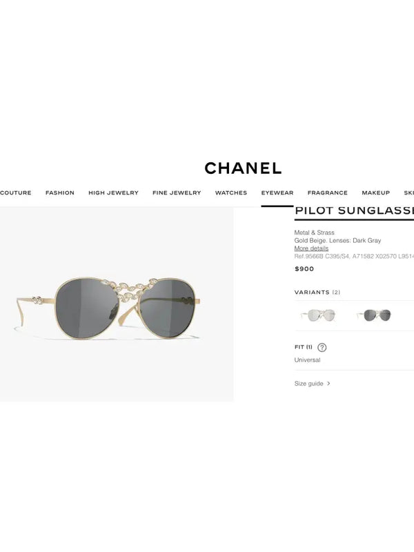 2024 CHANEL Pilot Metal & Strass Sunglasses 9566B 🖤