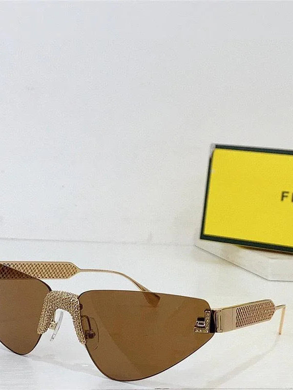 2024 FENDI First Crystal Gold metal Sunglasses 4127US shape Women's✨