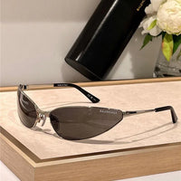 BALENCIAGA RAZOR CAT EYE BB0315 XL Black-Silver Sunglasses🏳️