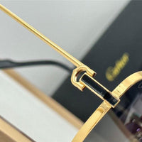 Cartier Square Sunglasses Gold Grey Metal CT 383👑