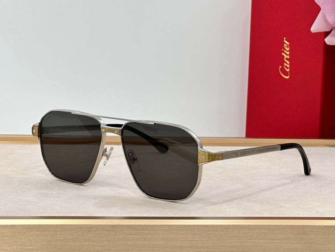 Cartier Exception POLARISED CT0424S 001 Sunglasses Pilot 59-15-140 ✨ - buyonlinebehappy