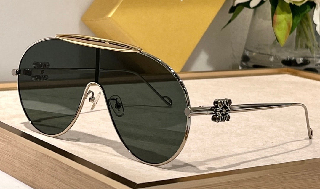 New Season LOEWE Spoiler aviator mask glasses in metal 40111U ✨ - buyonlinebehappy