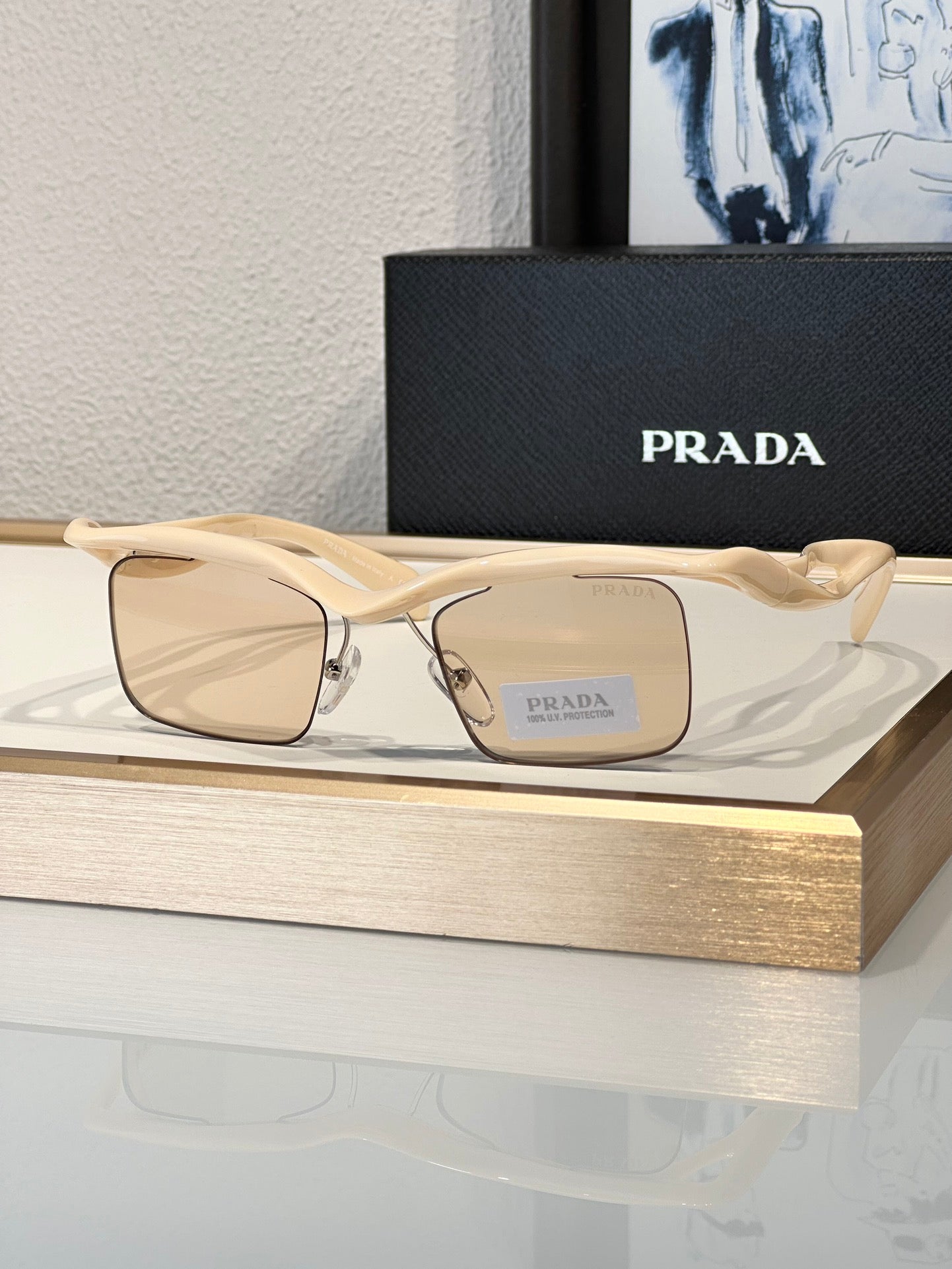 PRADA PR A15S - BLACK-PEACH-GREEN | SUNGLASSES Unisex  🟥 - buyonlinebehappy