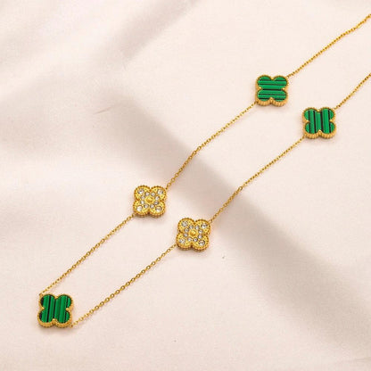 Van Cleef Vintage Alhambra Necklace 18K Gold Plated Women's Jewelry 10 models✨ - buyonlinebehappy