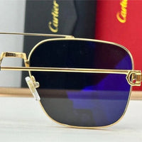 Cartier Square Sunglasses Gold Grey Metal CT 383👑