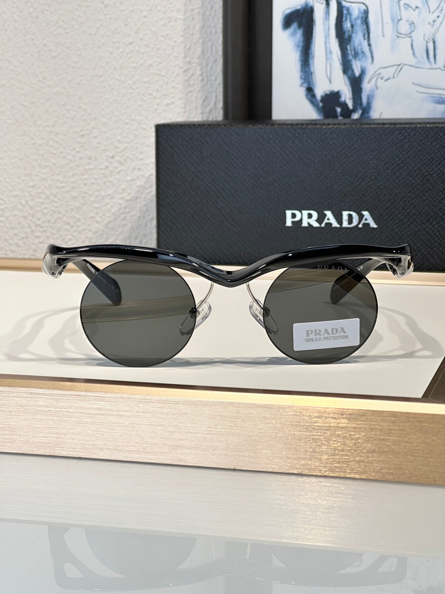 PRADA PR A18S - BLACK-PEACH-GREEN | SUNGLASSES Unisex  🟥 - buyonlinebehappy