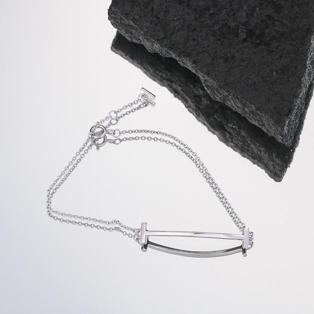 Tiffany&Co 18k gold plated Smile Pendant Necklace Bracelet Earring double row hinged White Rose Yellow gold 3 models with box - buyonlinebehappy