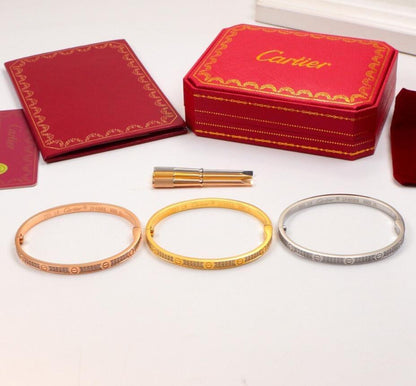 Cartier 18K Gold Plated Jewelry LOVE Bracelet yellow rose silver with Zircon✨ - buyonlinebehappy