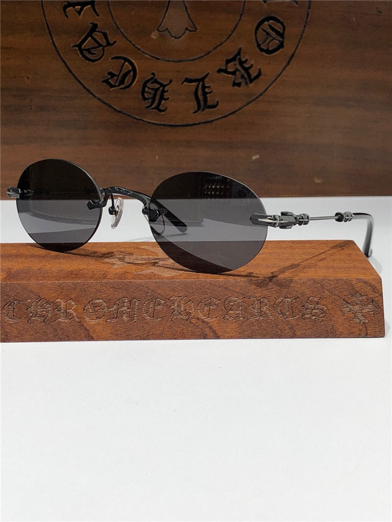 Rare CHROME HEARTS 49-22-144 PILLS I Floral Temple Rimless Glasses ⚜️ - buyonlinebehappy