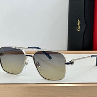 Cartier Square Sunglasses Gold Grey Metal CT 383👑
