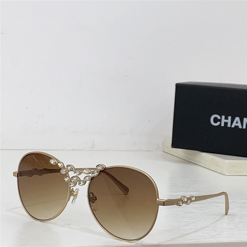 2024 CHANEL Pilot Metal & Strass Sunglasses 9566B 🖤 - buyonlinebehappy