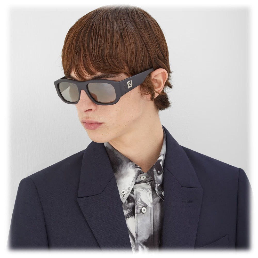 FENDI Men's FF Logo Rectangle Sunglasses✨ - buyonlinebehappy