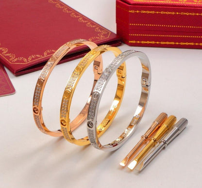 Cartier 18K Gold Plated Jewelry LOVE Bracelet yellow rose silver with Zircon✨ - buyonlinebehappy