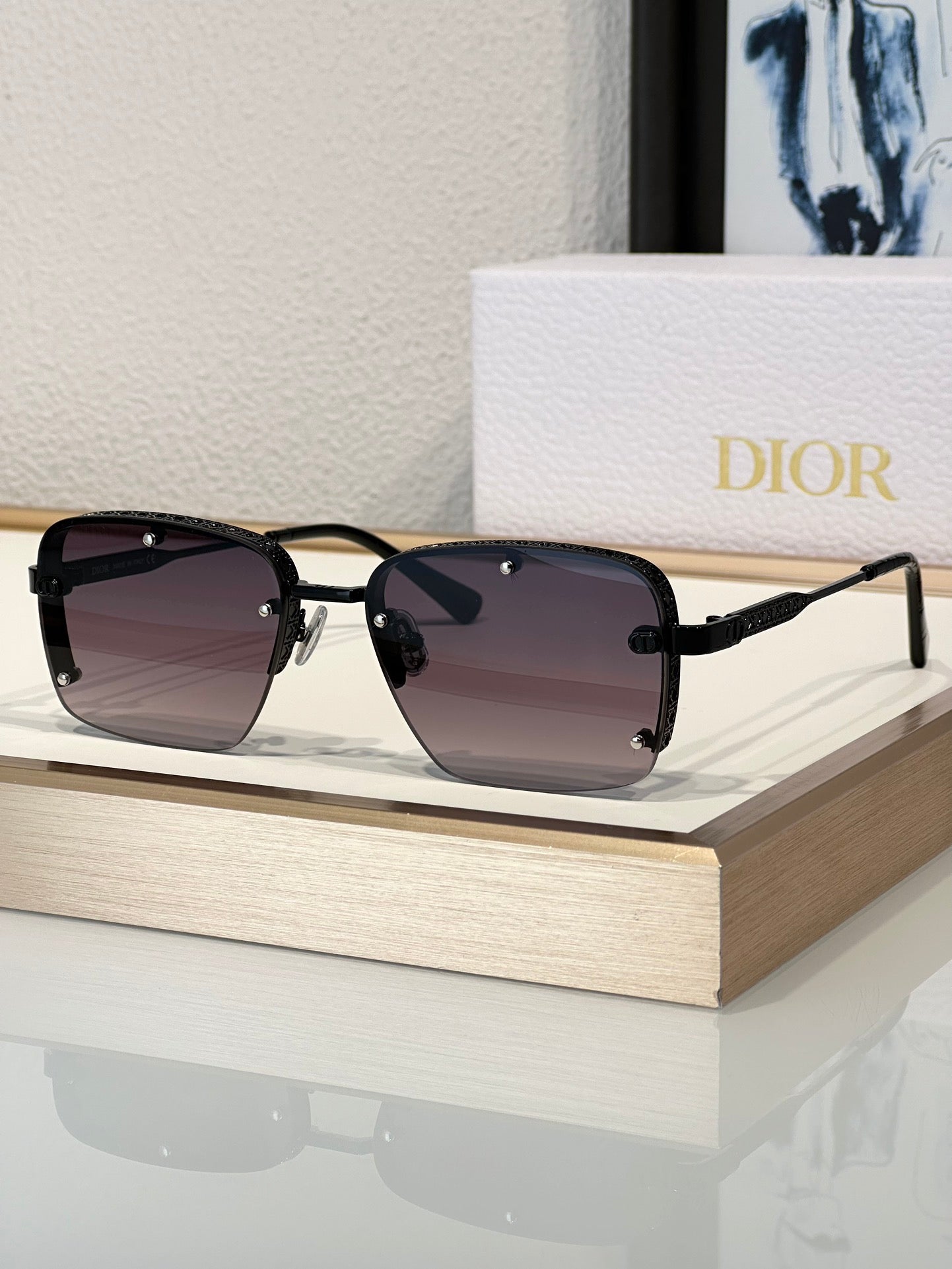 DIOR HOMME NeoDior S4U Mirrored Rectangular Sunglasses✨ - buyonlinebehappy