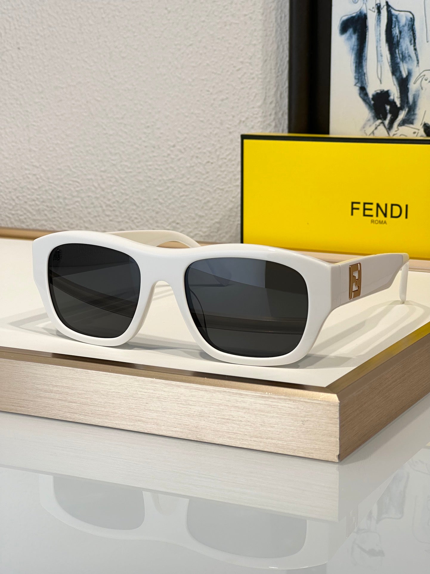 FENDI Men's FF Logo Rectangle Sunglasses✨ - buyonlinebehappy