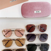NEW SEASON Miu Miu 52ZS Metal Logo-frame Sunglasses ✨