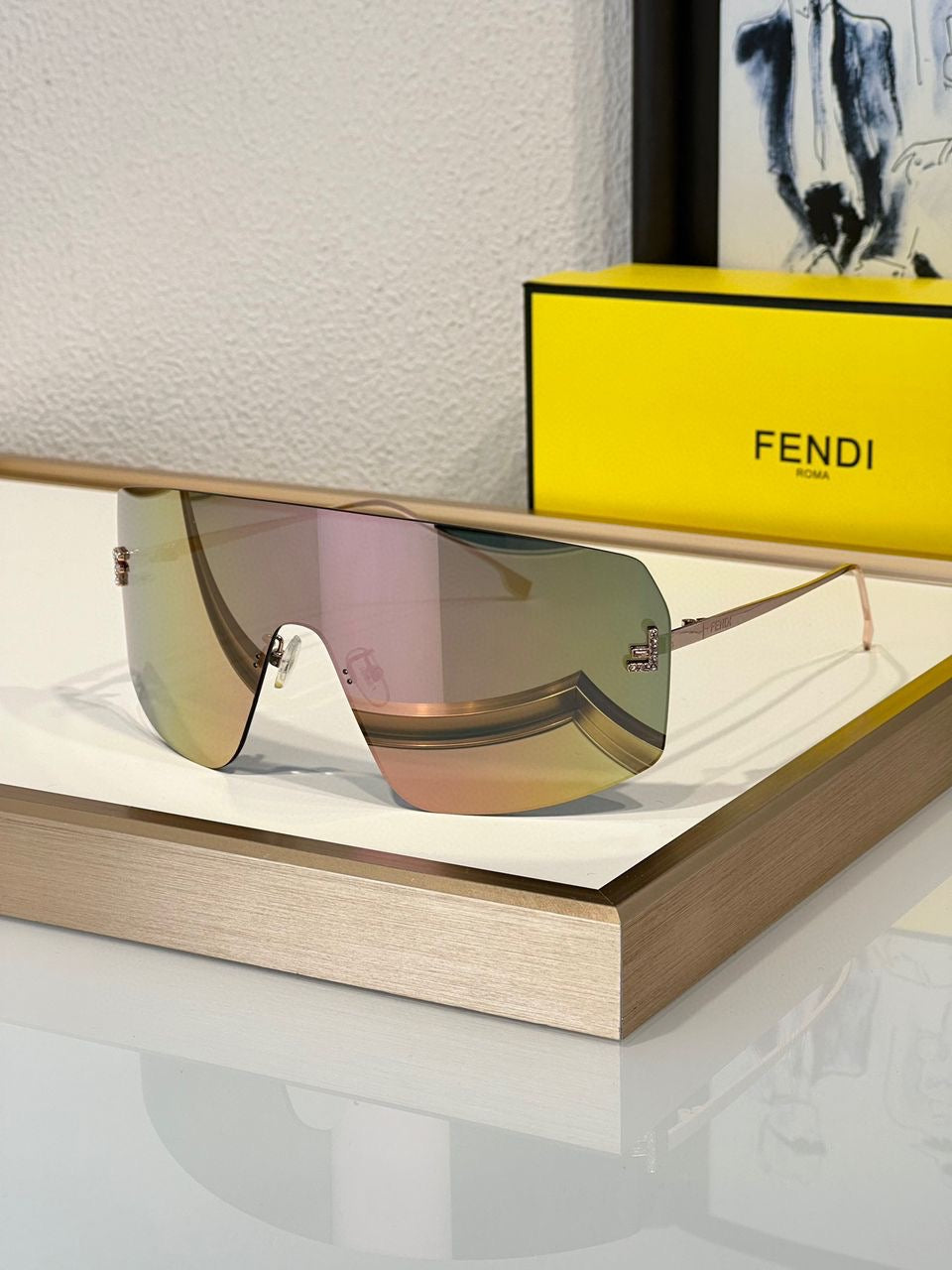 Fendi 2024 First Mask FE 4121 US 28G Shield Sunglasses Women's✨ - buyonlinebehappy