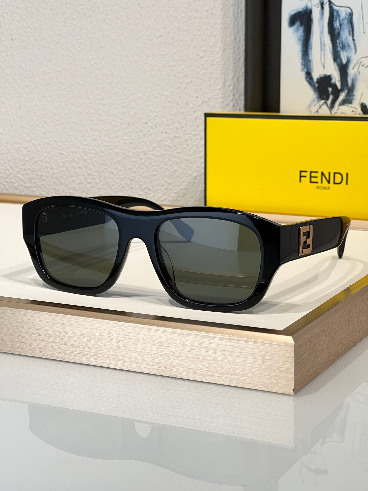 FENDI Men's FF Logo Rectangle Sunglasses✨ - buyonlinebehappy