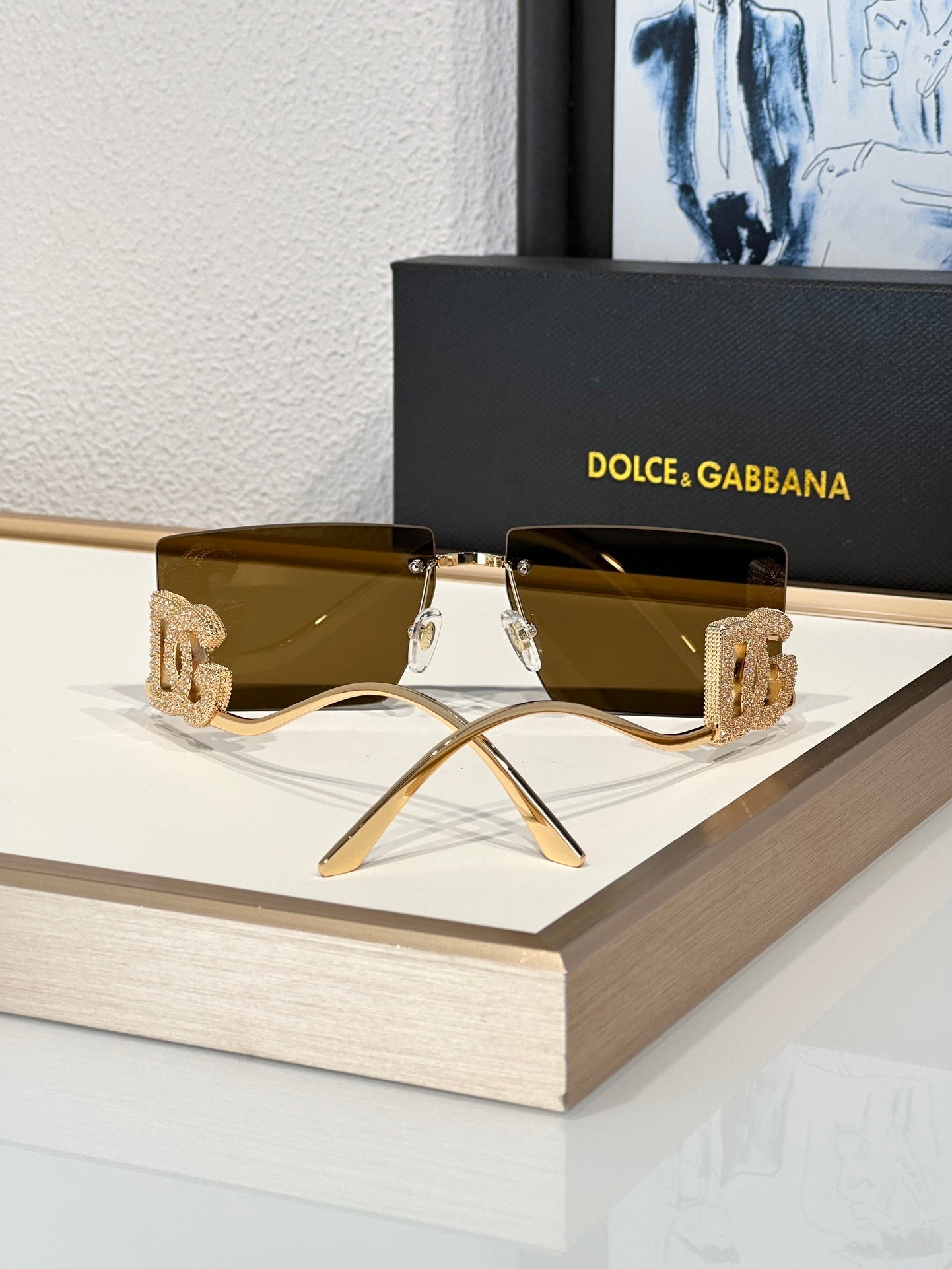 Dolce&Gabbana 2304B Crystal DG Metal Rectangle Women's Sunglasses ✨$4300 - buyonlinebehappy