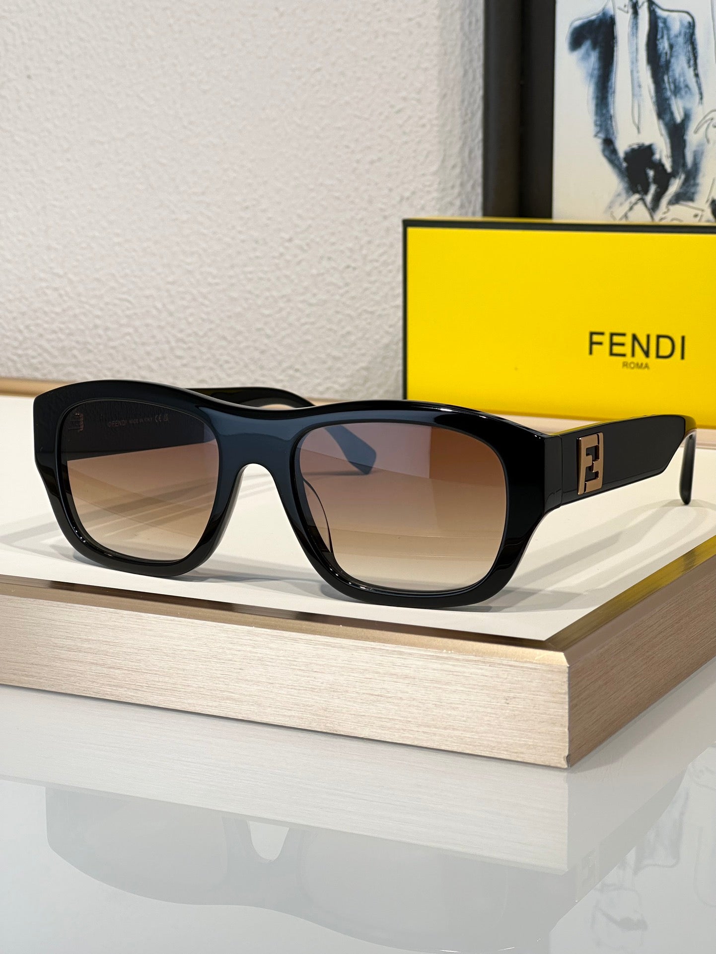 FENDI Men's FF Logo Rectangle Sunglasses✨ - buyonlinebehappy