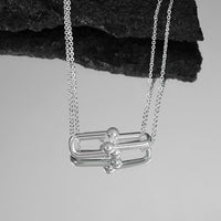 Tiffany&Co 18K gold plated Jewelry For Women Large Double Link Pendant in with Zircon Diamonds Necklace in yellow rose silver ✨