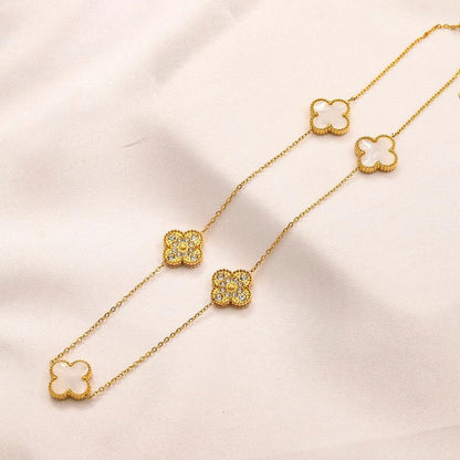 Van Cleef Vintage Alhambra Necklace 18K Gold Plated Women's Jewelry 10 models✨ - buyonlinebehappy