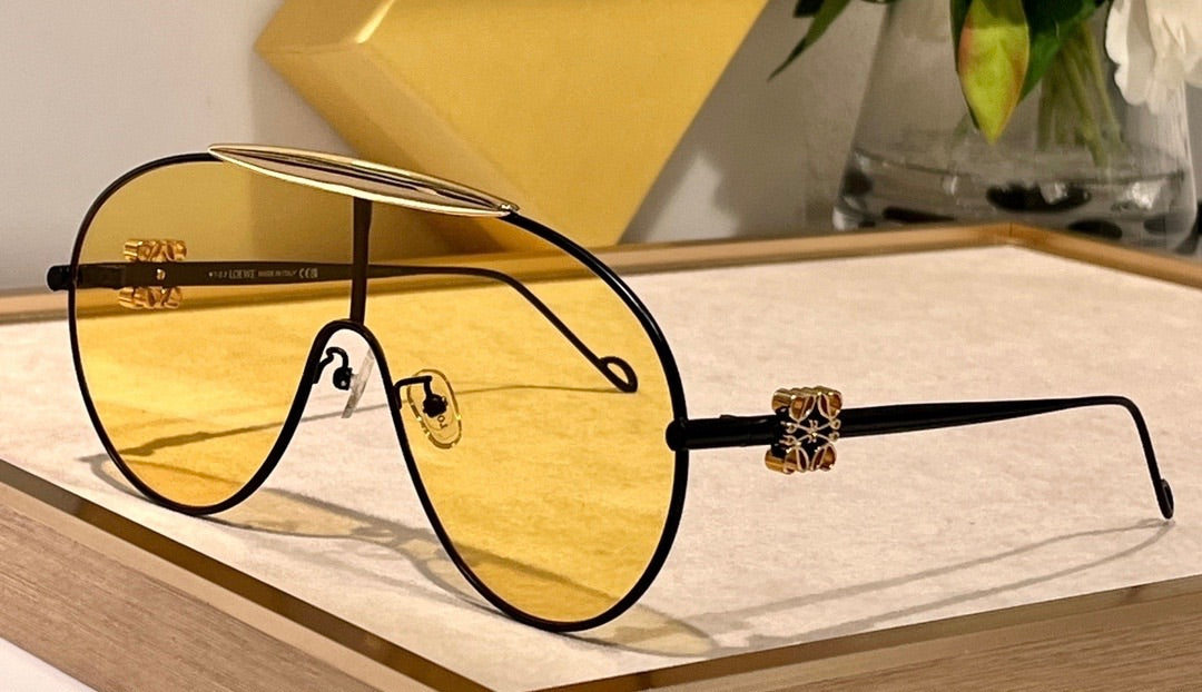 New Season LOEWE Spoiler aviator mask glasses in metal 40111U ✨ - buyonlinebehappy