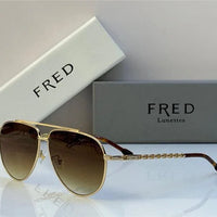 FRED SUNGLASSES 40051U GOLD 24k PLATED FRAME HIGH QUALITY WITH LENS  ✨