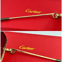 Cartier Square Sunglasses Gold Grey Metal CT 383👑